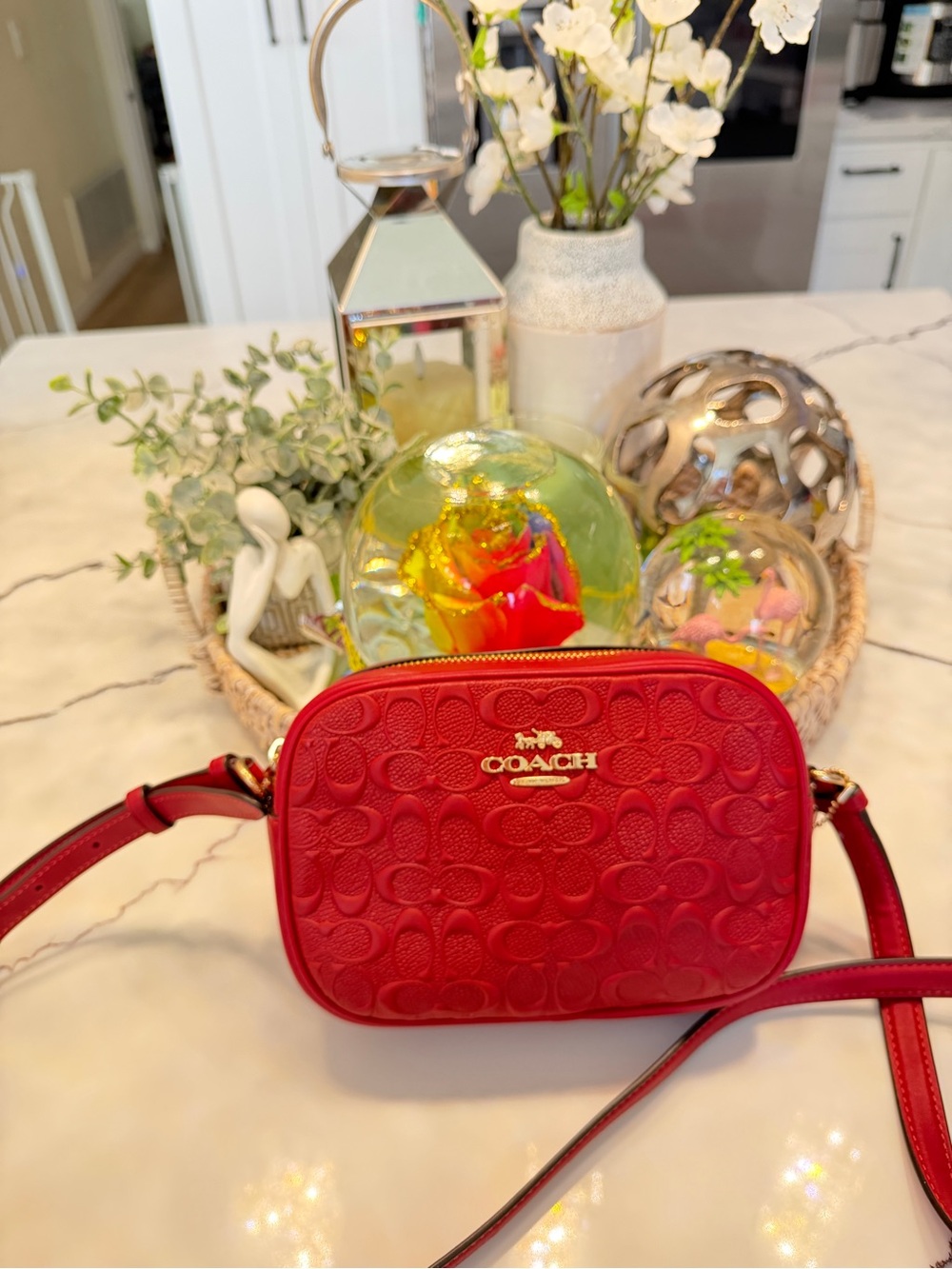 Coach Red Signature Embossed Crossbody Bag - Picture 16 of 16